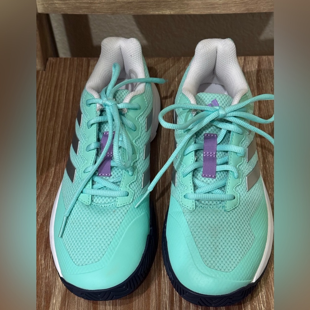 Adidas Gamecourt 2.0 Mint Green and Purple Athletic Sneakers